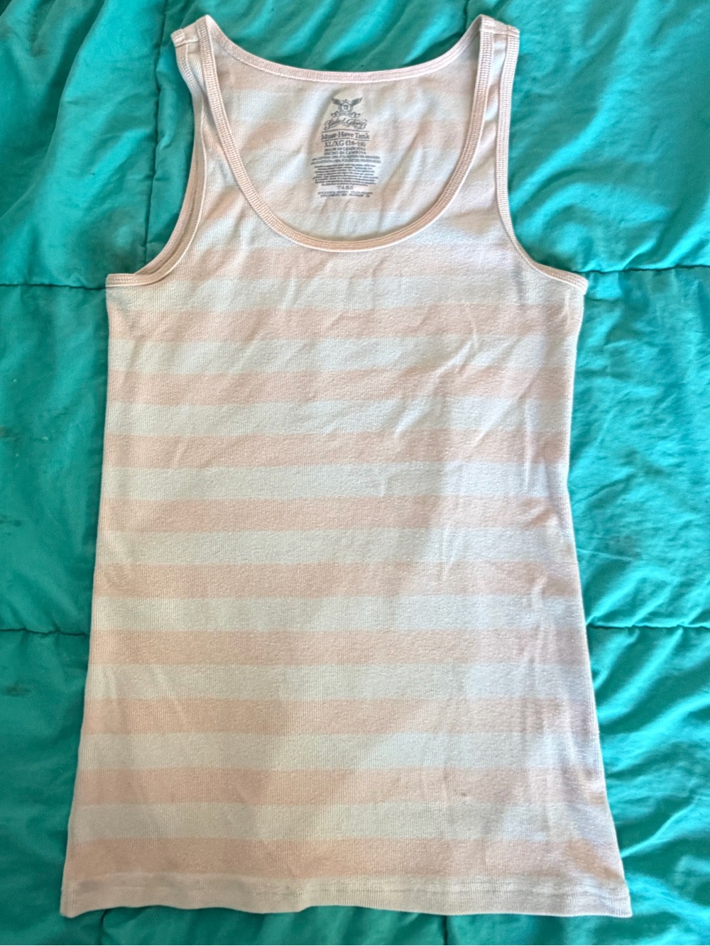 Faded Glory Pink and White Striped Tank Top